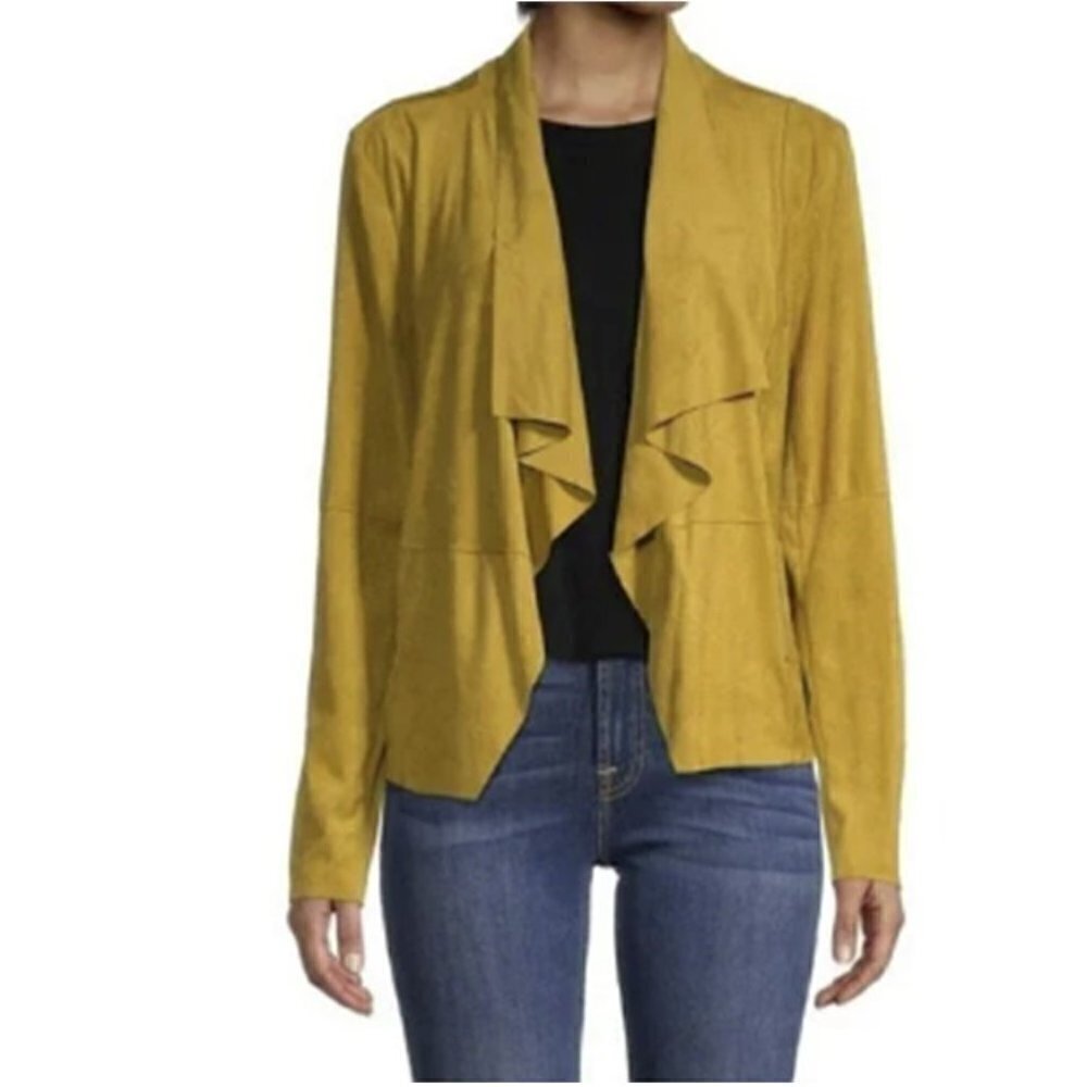 Bagatelle Faux Suede Open Drape Moto Cardigan Jacket
